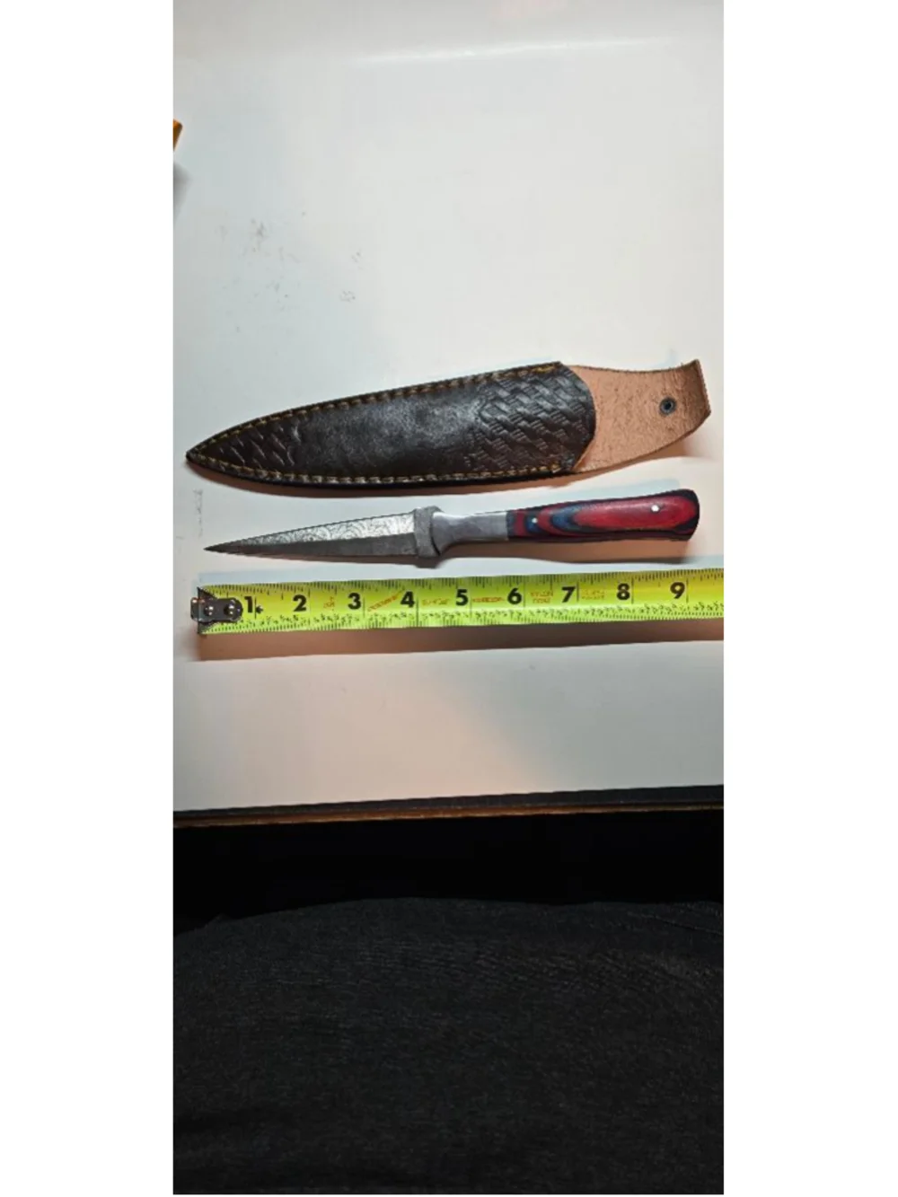 Custom Handmad Louis Martin Damascus Layered Knife Dagger w/ Sheath Double edge